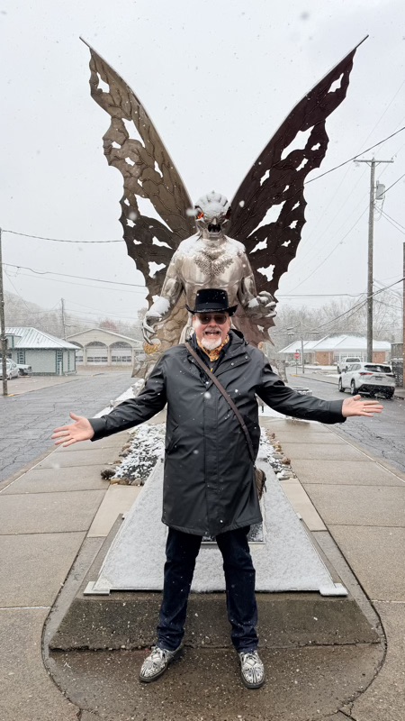 gordon meyer at mothman statue in west virginia
